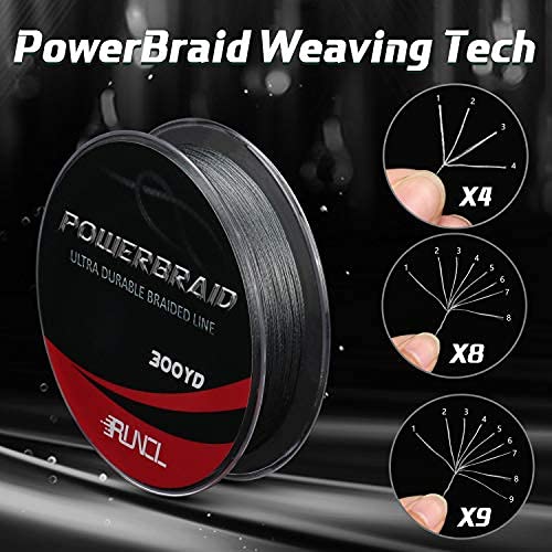 Image of RUNCL PowerBraid Fishing Line 4 /8 /9 Strands, Braided Fishing Line 300 /500 /1000Yds - Seamless Weaving Tech, Enhanced Coating Tech, Zero Stretch, High Sensitivity, Smaller Diameter - Braid Line 15-115LB