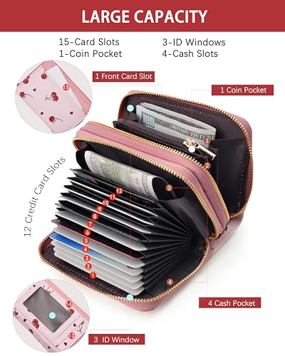 Image of Bows&Cherry Credit Card Holder for Women,Accordion Wallet