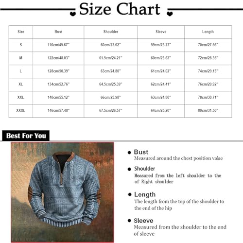 Men's St. Patrick's Day Sweatshirt Textured Shamrock Graphic Quarter Zip Pullover Retro Irish Clothes Sweater3