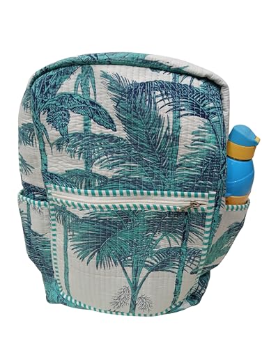 Image of Doraya Cotton Quilted Unisex Backpack Hand Block Floral Printed Design Stylish Eco-Friendly Bag for School, Travel, and Everyday Adventures