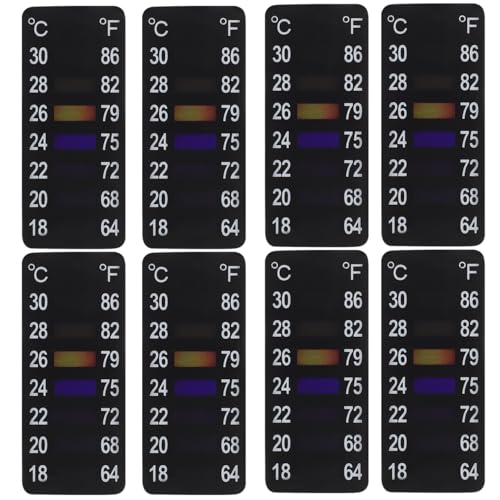 Cabilock 8pcs Stick On Thermometer Strip, Horizontal Thermometer Stickers Adhesive Thermometer Strip Digital Temperature Display for Fermenting Brewing Wine Beer