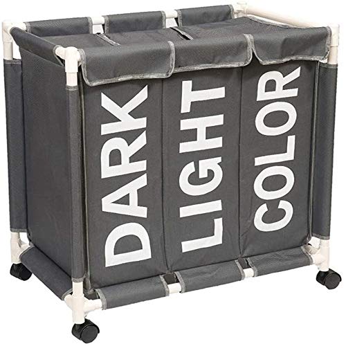 ZUOAO Cesto de la Ropa con 3 cestas de Ropa Sucia, Cesta de Almacenamiento de luz Multi-Funcional para la Ropa Sucia, Dormitorio, Cuarto de baño, lavadero, Dark Gray