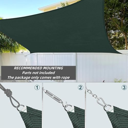 Vela de sombra para evitar rayos UV con toldo rectangular permeable verde oscuro 6