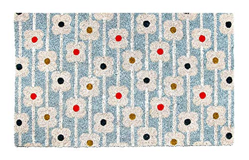 Image of Onlymat Natural Coir Doormat with Floral Printed, Floor Rug, Long Lating,Anti-Slip PVC Back for Indoor, Outdoor, Patio, Home and Office - Large and Thick Entryway Rug, Brown (75 x 45 x 1.5cm)