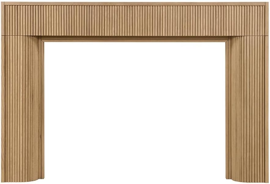 Modern Ember Hazel White Oak Wood Fireplace Mantel Surround Kit | Blonde | 56" x 42" Opening | 80" x 54" Overall | Mid-Century Modern Design with Fluted Detail | Includes Mantel Surround & Shelf