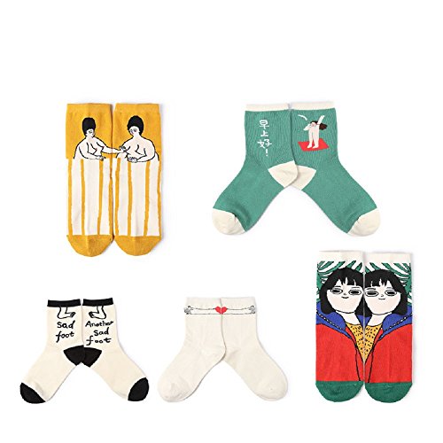 ZXJOY Lot de 5 paires de chaussettes d'été pour femme avec motif chat Taille 37-42 Taille unique G Cover