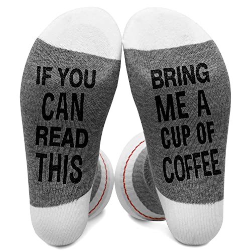 If You Can Read This Bring Me a Cup of Coffee, Novelty Gift For Coffee Lovers, Women Socks Size 5.5-11, Gifts for Families Friends on Birthday Thanksgiving Christmas Day - A70