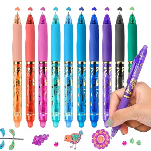 Set de 10 bolígrafos borrables de gel coloridos de punta fina