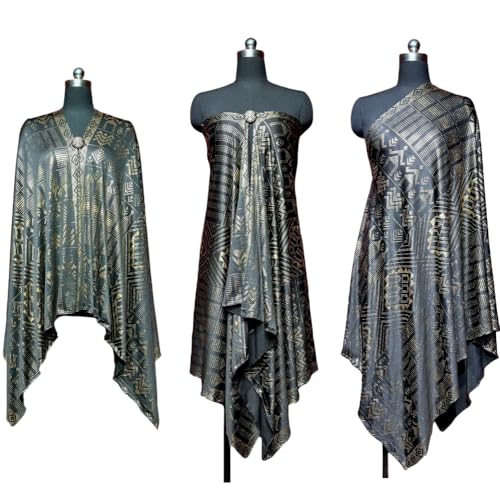 Vintage 1920s style Women's large-sized winter and autumn scarf - Retro Faux Assuit Foil print-embossed style long scarves