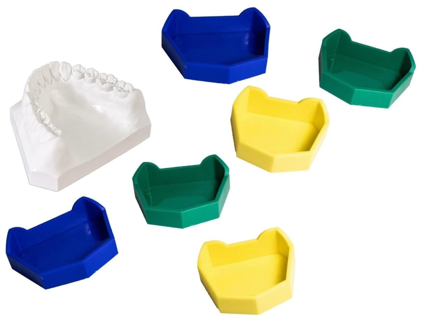 AmeriCan Goods 6/Pk Dental Base Model Formers Kit 3Pcs Upper & 3Pcs Lower Silicone Orthodontic Model Formers Dental Lab Impression Trays (Green-M)