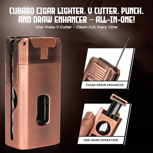 Encendedor para cigarros con cortador V y llama dual miniatura 4