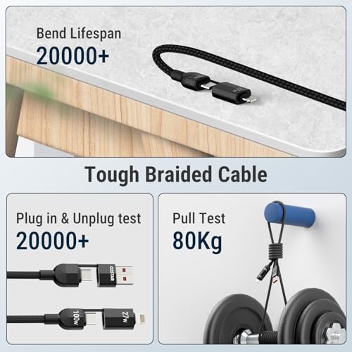 Image of COSTAR 4-in-1 100W Charging Cable|USB-A,Type-C,Fast Charging,480Mbps Data Transfer,Data Sync|Compatible with Android & iOS Smartphones,Tablet /Ipads & Macbook