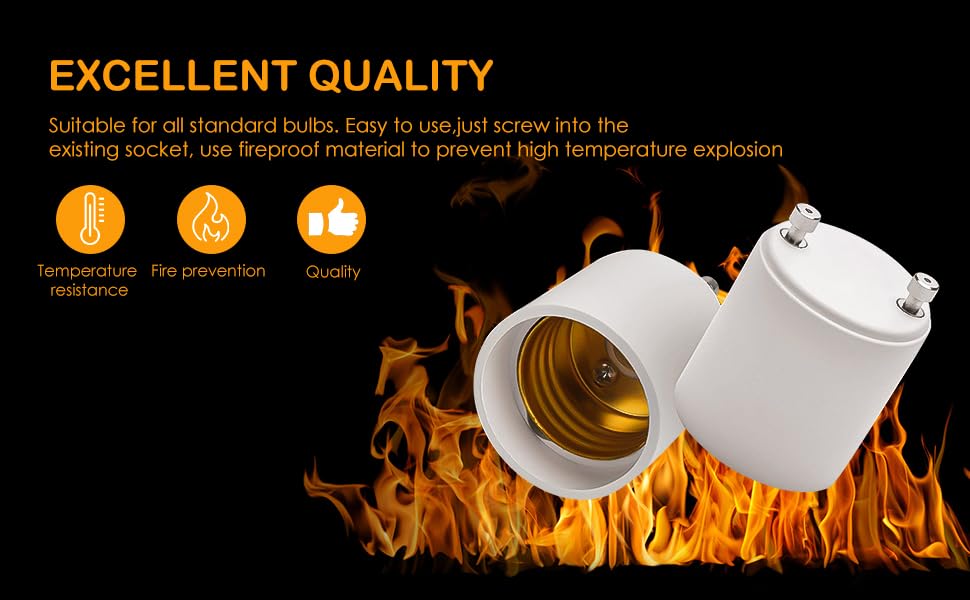 Image of Onite 6-Pack GU24 to E26 Adapter, 600W 320F Heat Resistant Socket Converter, High Power GU24 Bulb Base to E26 /E27 Medium Socket, for Halogen /Incandescent /LED Bulbs