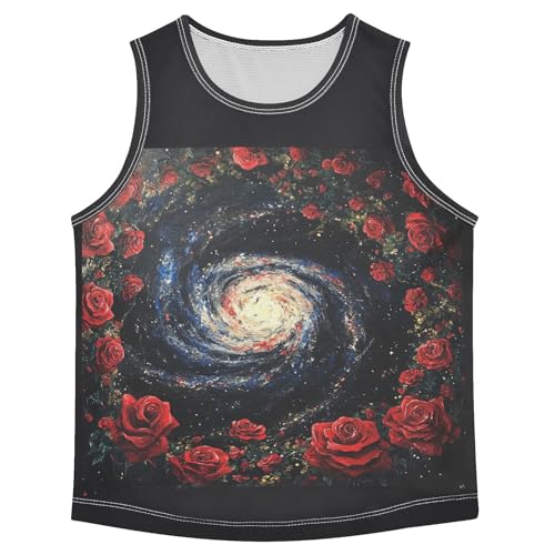 Rose Galaxy Floral Dark Boys Tank Tops Toddler Boys' Assorted Sleeveless Tank Tops for Summer,3T