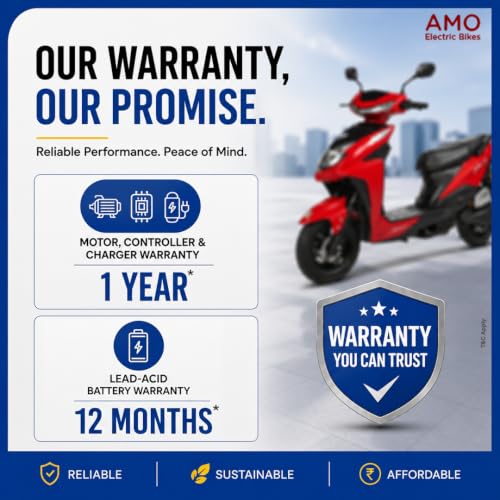 Image of AMO Electric Scooter Jaunty L Double Light Lead Acid Low Speed -25kmph Range - 65 Km Non RTO in White with Portable Charger Ex-Showroom