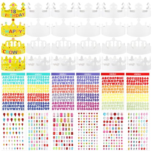 Blueweenly 24 Pieces Crown Crafts to Decorate White DIY Paper