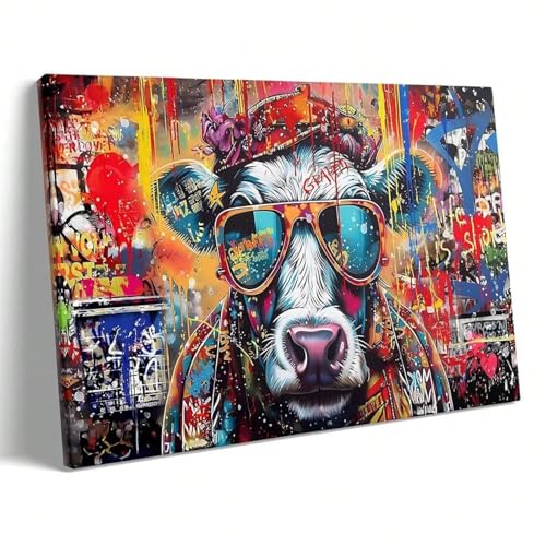 Peinture artistique vache colorée à lunettes châssis haut de gamme