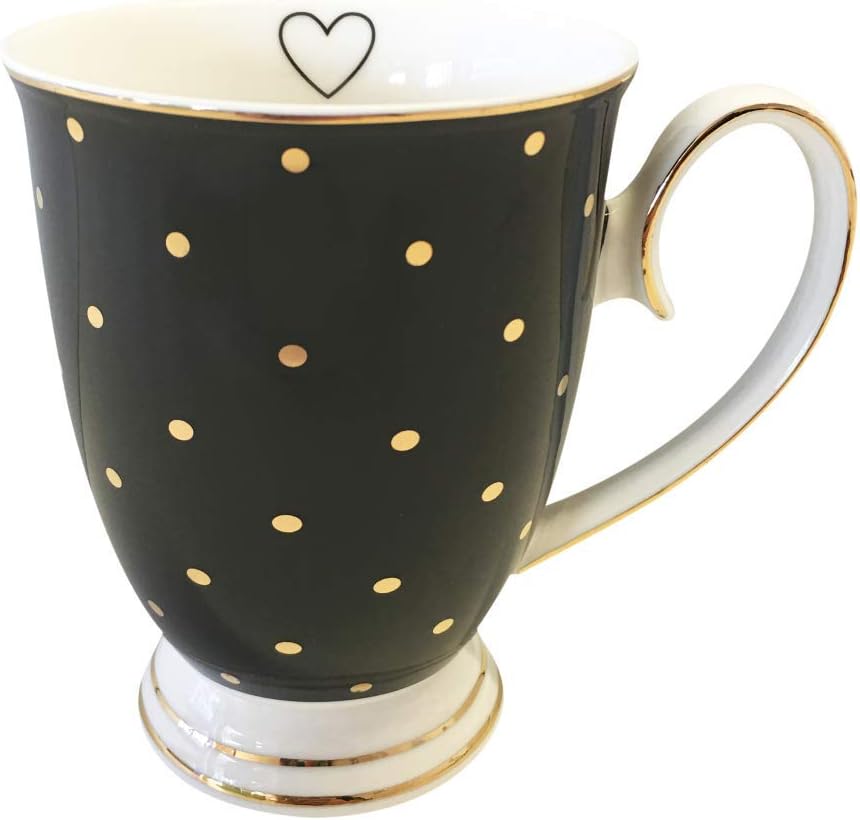 Bombay DuckSpotty Mug - Black with Gold Spots