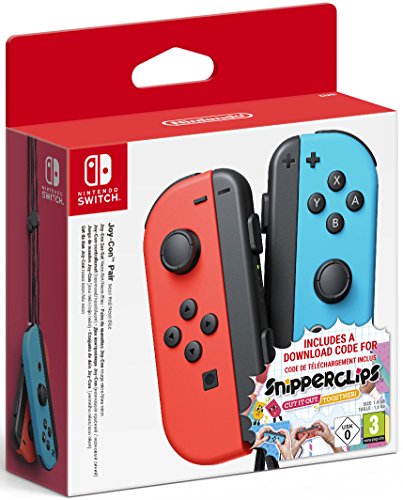Nintendo - Set De Joy-Con Para Derecha Y Izquierda, Color Azul Neón Y Rojo Neón + Snipperclips Y Tarjeta Código Descarga - Edición Limitada (Nintendo Switch)