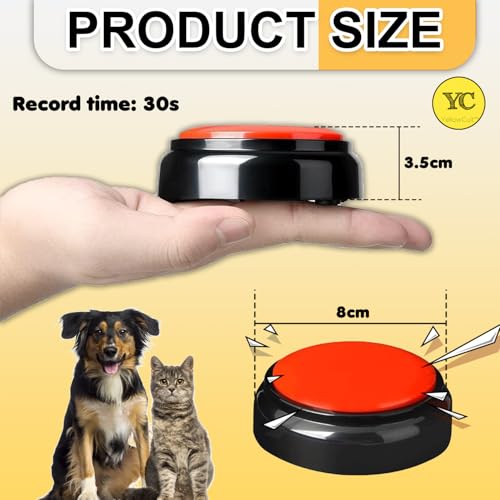Image of YellowCult Voice Recording Button for pet Communication, 30s Record & Playback Pet Training Buzzer for Dog, Cat Puppy Clicker Toy, Talking Button for Pet Interaction & Learning, Home Use, Gifts