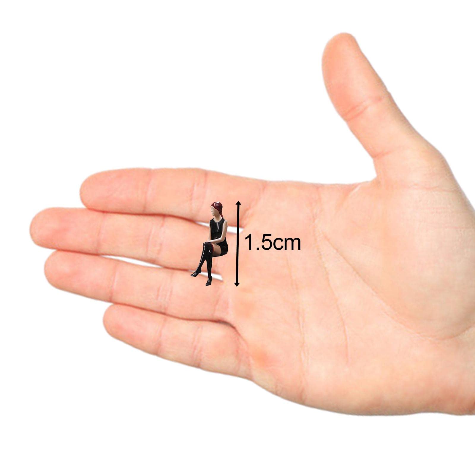 Garende 1/64 Female Figurine for Architectural Model and Desktop Display, Sitting Black