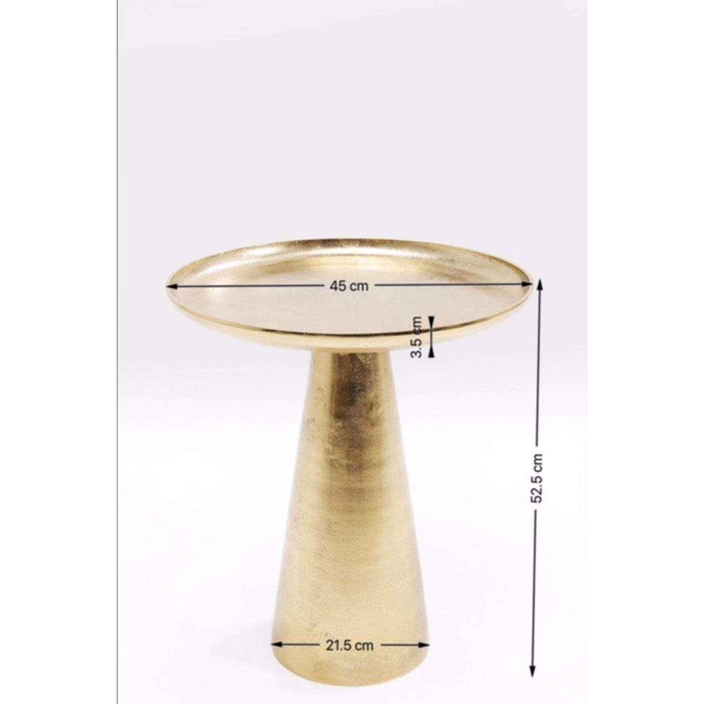 Kare Design Mesa Auxiliar Plateau Uno, Dorada, Redonda, 45 cm de diámetro, Mesa de Centro, Mesa de salón, mesilla de Noche, Mesa de sofá, Aluminio, 53 x 45 x 45 cm (h/w/d)