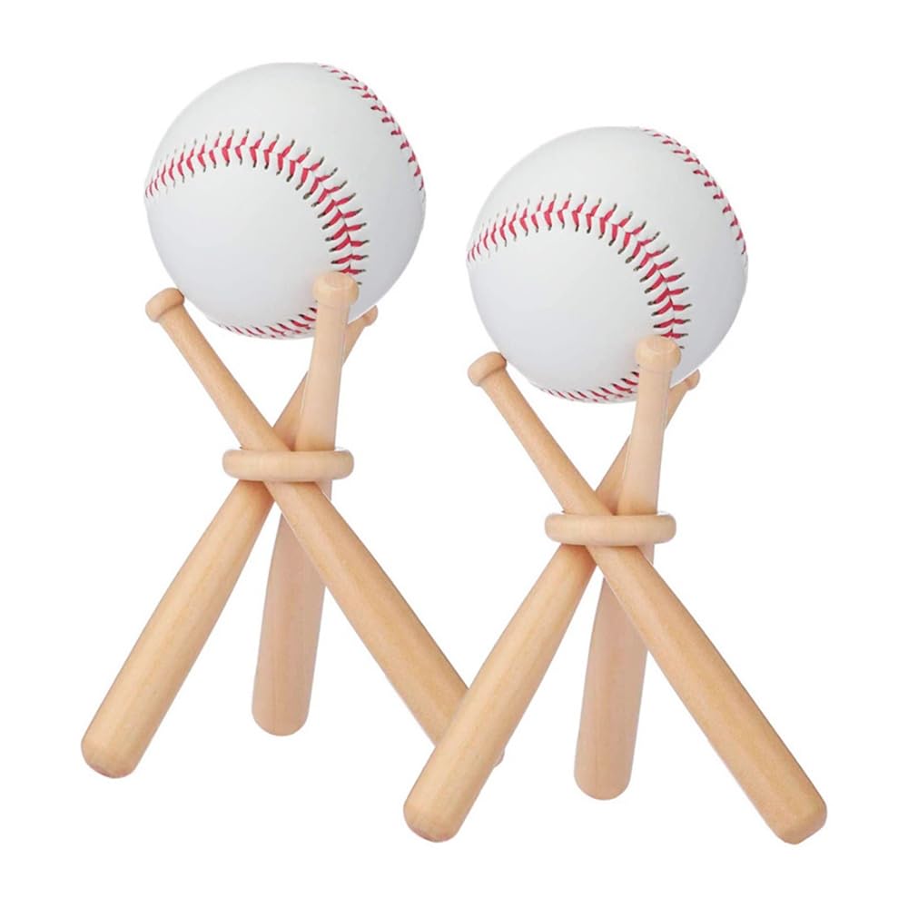 DONGKER Supporto per Baseball,2 Pezzi Porta per Sfera in Legno per Pallavolo Pallina da Golf Bowling Cimeli e Oggetti da Collezione