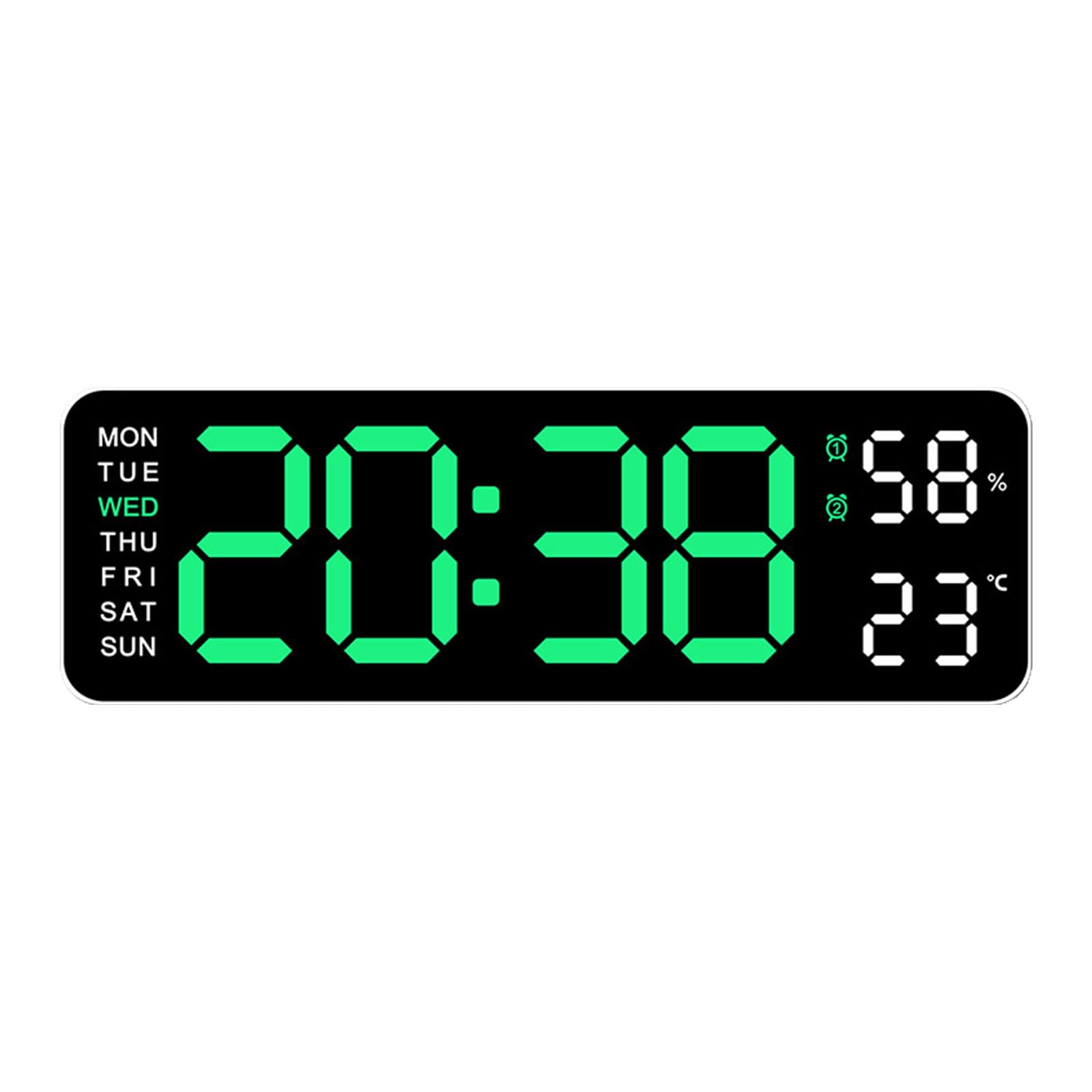 alloneslife Digital LED Wall Alarm Clock with 9in LED Calendar and Temperature Display for Bedroom Living Room Desktop Decoration Student Dormitory Clock