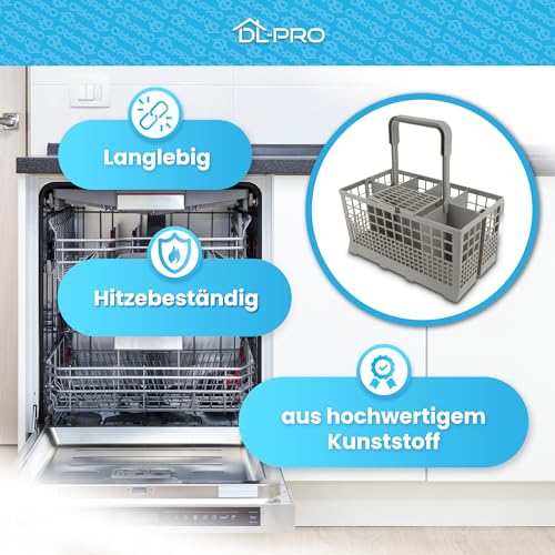 DL-pro Besteckkorb Spülmaschine Universal 24,5x14cm für Bosch 00093046 passend für viele gängige Spülmaschinen wie Bauknecht Siemens Gorenje AEG Privileg robustes Design für sauberes Besteck