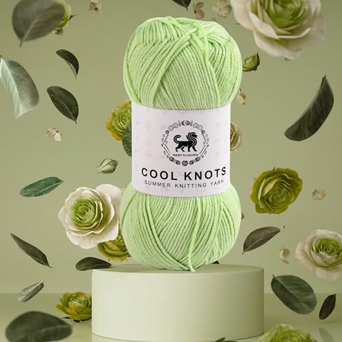 Image of NESTNHAVEN Cool Knots, Hand Knitting Yarn (1 Ball 100g) - Luxury Yarn for Crochet, Amigurumi, Embroidery, Toys, Garments, Flowers and Hobby Projects (Green)