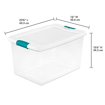 Sterilite 64 Qt Latching Storage Box, Stackable Bin with