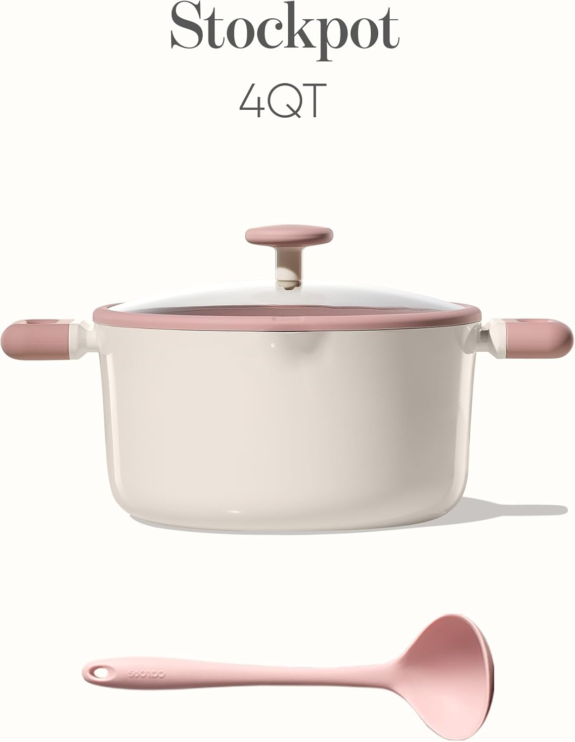CAROTE 4QT Nonstick Stock Pot with Lid, Ceramic Casserole with Ladle, Non-toxic Kitchen Soup Pot, Big Cooking Pots PFAS and PFOA Free