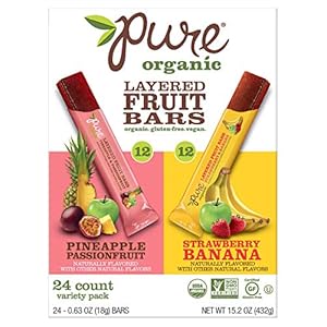 Pure Organic Layered Fruit bar Variety Package, 12 – Pineapple Passionfruit & 12 – Strawberry Banana 0.63 oz (Pack of 24)