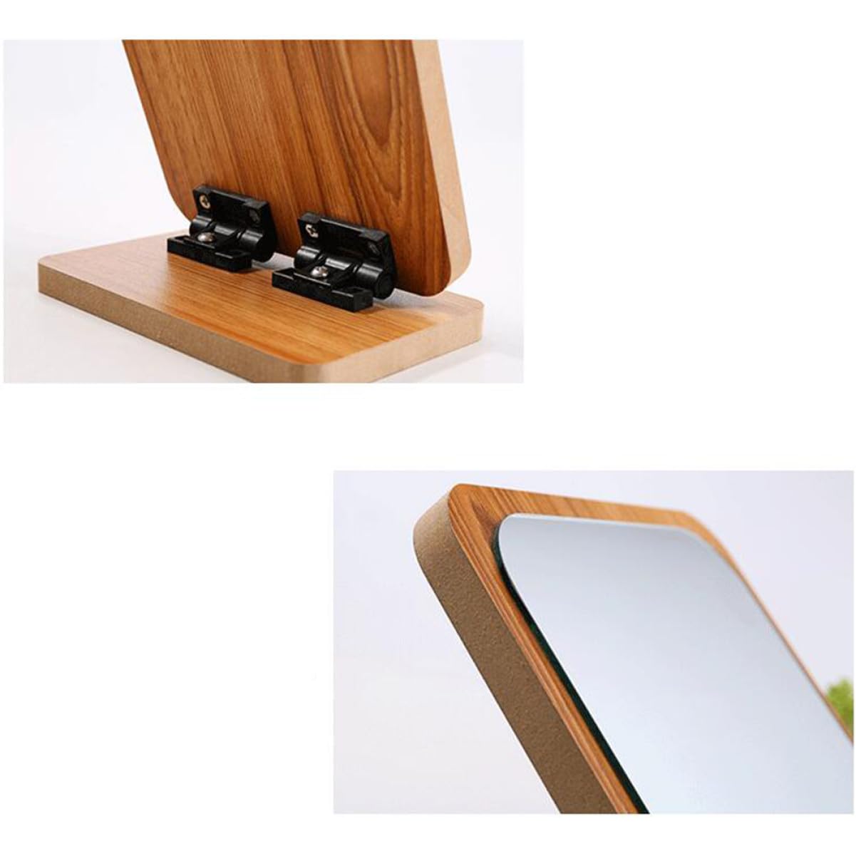 Grand miroir de maquillage pliable bois stable pour éviter les reflets sur bureau