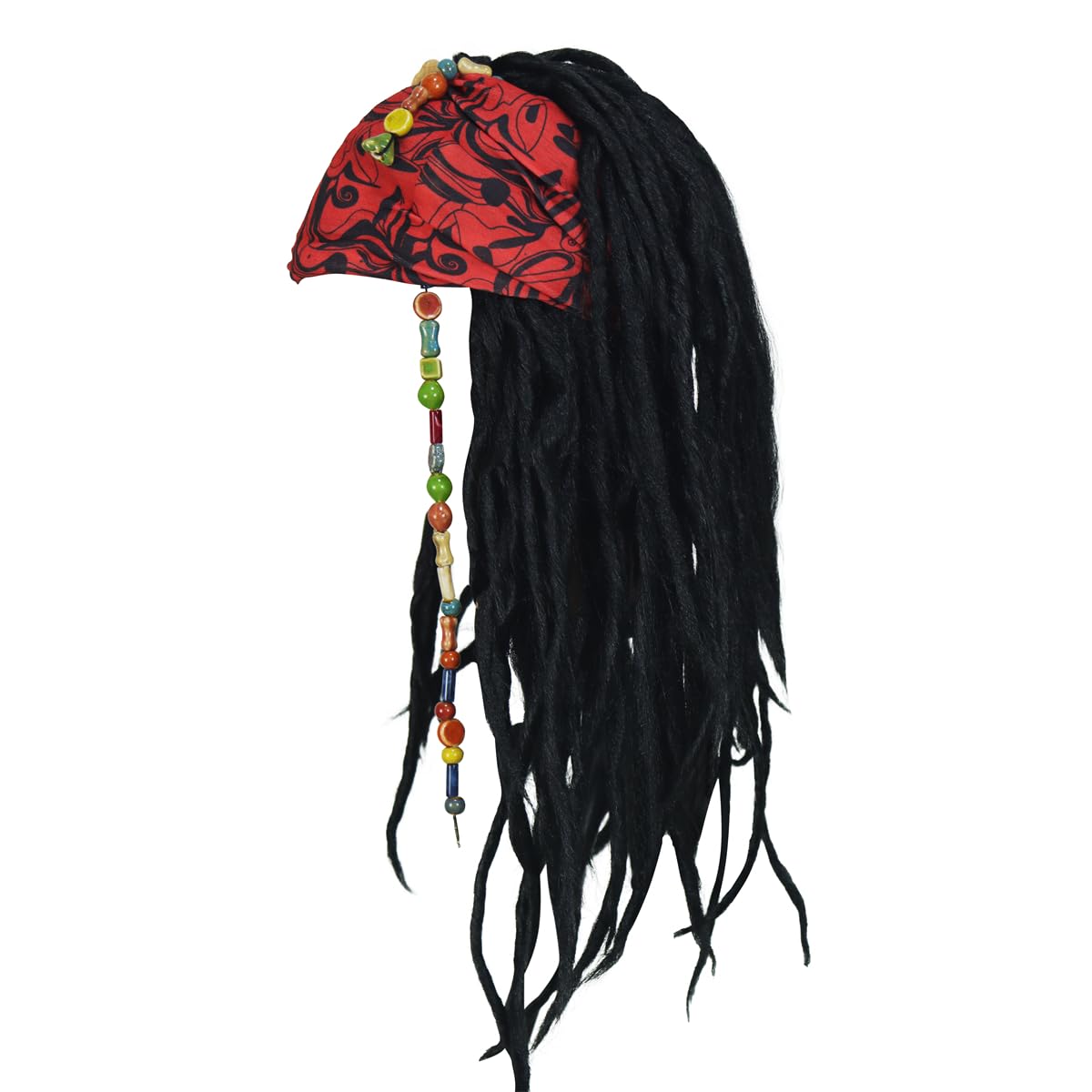 Pirate Dreadlock Wig Jack Sparrow Costume Props Bandana Accessories Men Women Hair Braid Beads Halloween Cosplay Black - Image 5