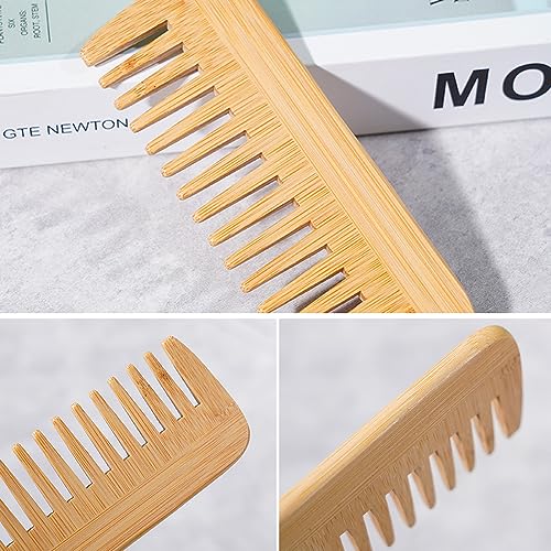 ONEBO Set of 3 wood coloured combs,Handmade combs,Wide tooth comb,For long,short,coarse and fine hair,as well as for removing dandruff with a close-toothed comb - Image 4