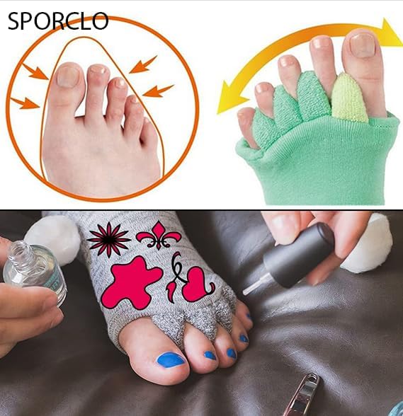 Miniatura 6 de SPORCLO Calcetines separadores de dedos, calcetines de alineación de pies, espaciadores de dedos de atención médica, corrector de juanetes,