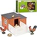 Skylety 9 Pieces Easter Chicken Figurine Chicken Model Playset Farm Action Figures Fences Around Building Blocks Farm Coop Set Birthday Party Present Animal Easter for Kids Age from 3 to 8