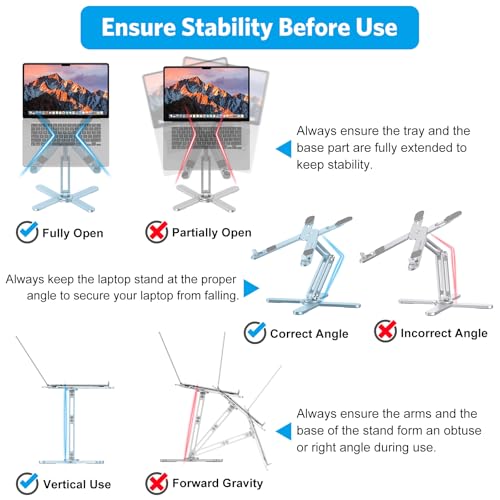 Image of OMOTON 360 Rotating Laptop Stand Riser for Desk, Ergonomic Foldable Computer Stand Adjustable Height Angles for Collaborative Work, Easy Storage Fit Macbooks,All Laptops up to 16 inches,Sky Blue