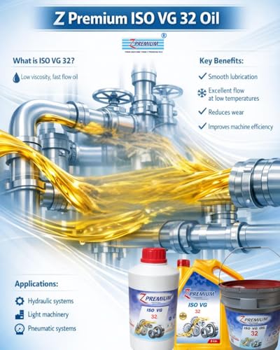 Image of ZPremium ISO VG 32 Hydraulic Oil - Premium Anti-Wear Lubricant with Thermal Stability, Oxidation Resistance & Corrosion Protection | Long-Life Formula for Industrial Machinery & Compressors (10 Litre)