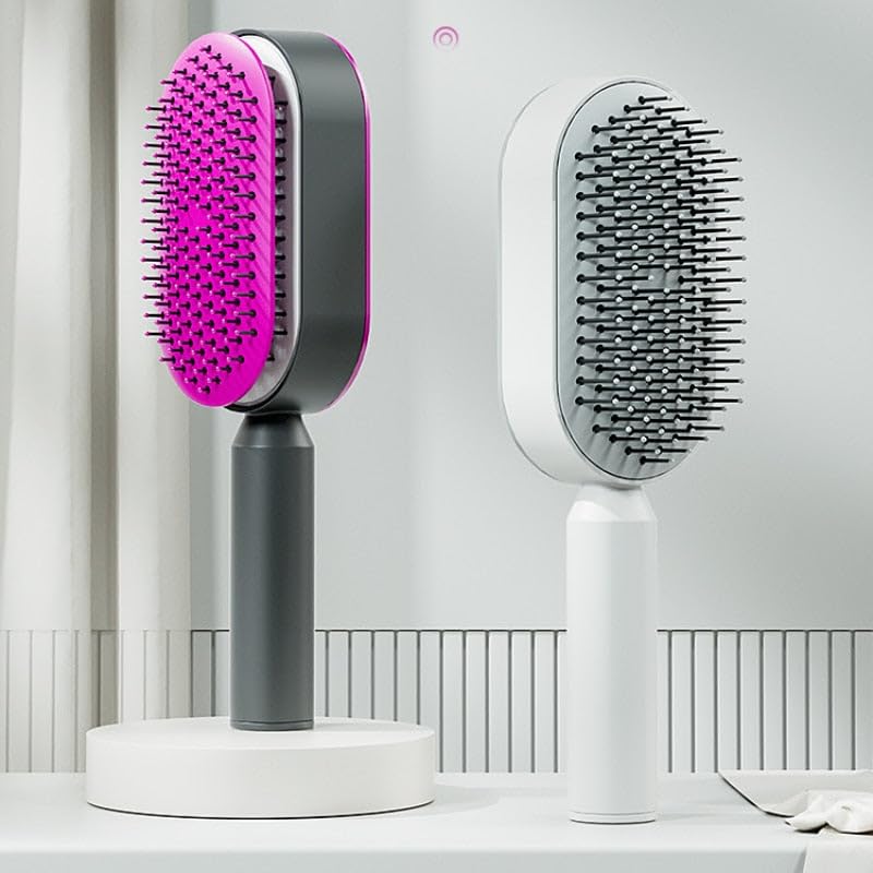Brosse à cheveux auto-nettoyante démêlante antistatique pour femme et homme