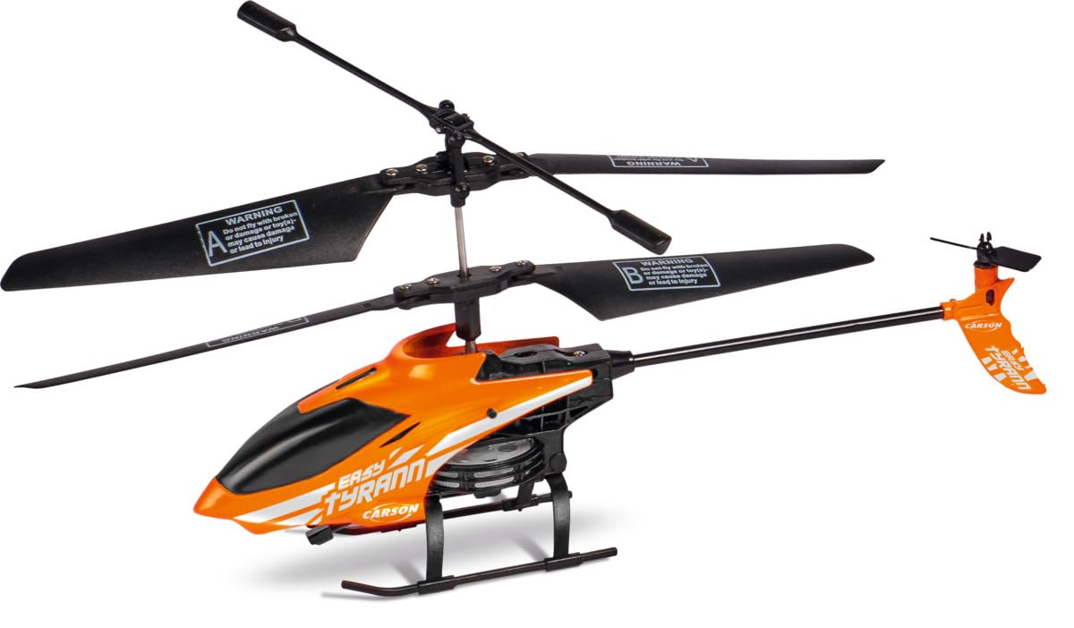 Carson 500507155 Nano Tyrann 230 Gyro IR 2CH - 100% prêt à Voler, hélicoptère télécommandé, hélicoptère RC, avec Piles et télécommande Orange