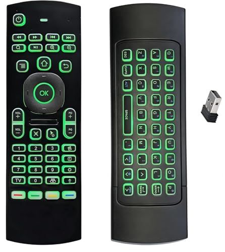 BIFANS MX3 Mini clavier sans fil 2,4 G avec entrée vocale, télécommande rétroéclairée 7 couleurs, télécommande infrarouge pour Android TV Box...