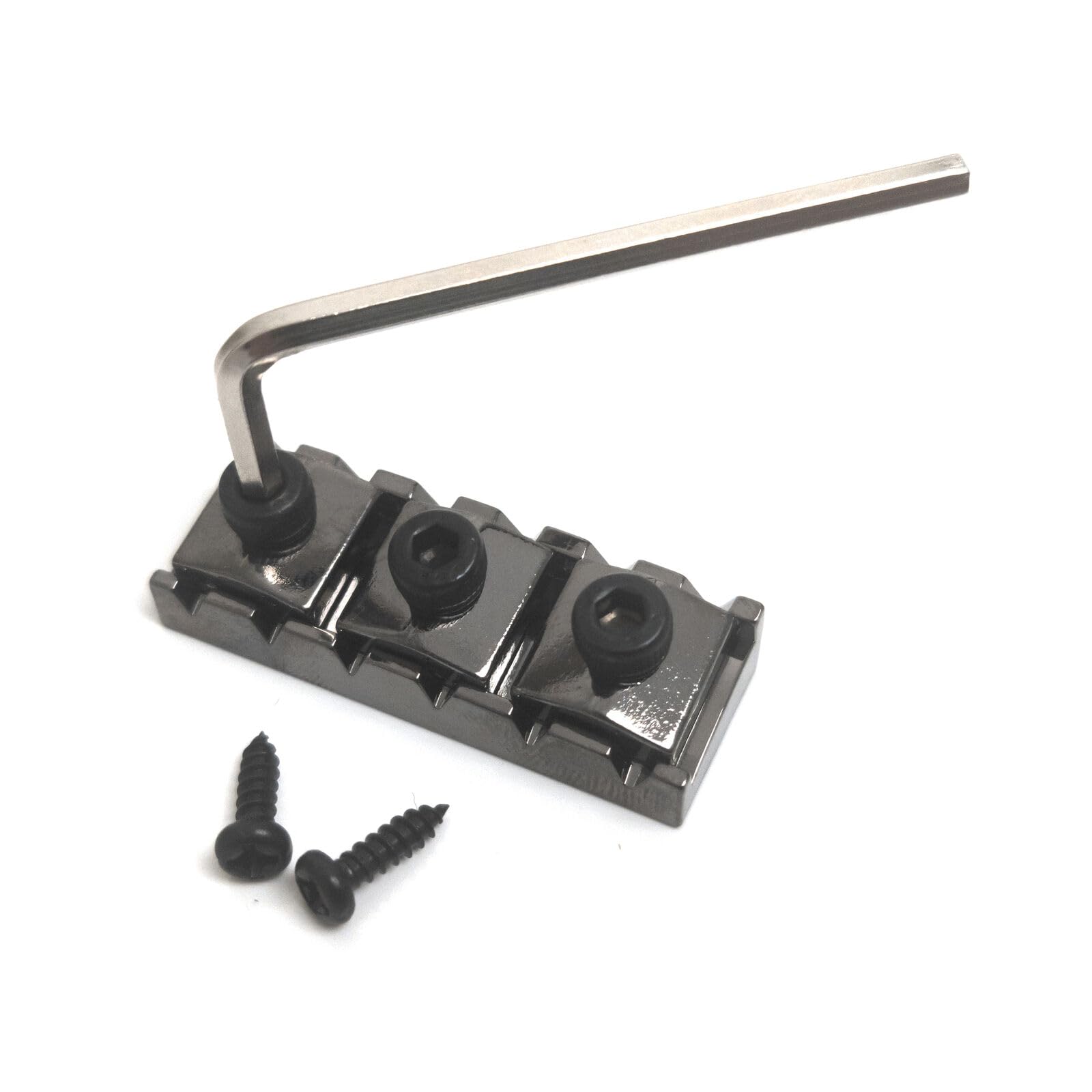 42 mm Metal Guitar String Locking Nut Compatible with Floyd Rose Style Electric Guitar Tremolo Bridge Lock System guitars Replacement parts (42 mm - Black Nickel)