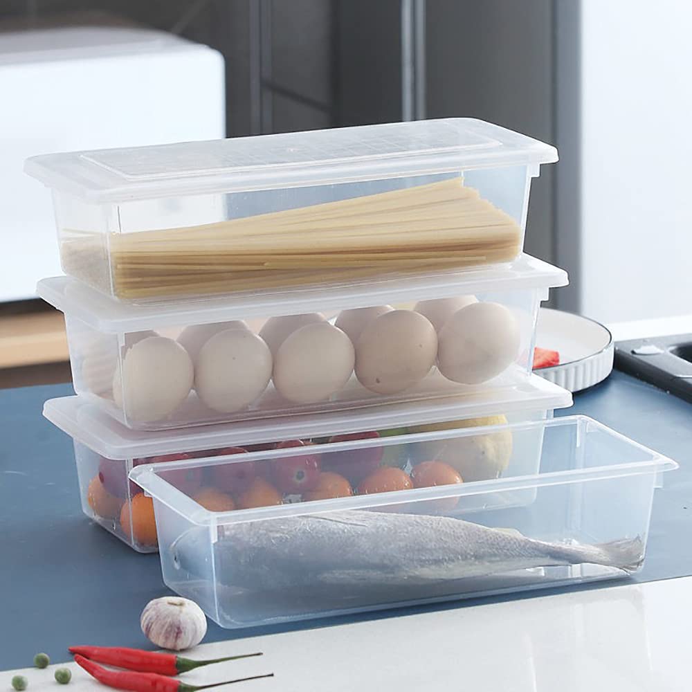 SOUJOY 6 Stück kühlschrank organizer, 1.5L Lebensmittelbehälter für den Kühlschrank mit Deckel, stapelbarer Obstaufbewahrungsbehälter mit abnehmbarer Abtropfplatte für Gemüse, Fleisch, Fisch frisch