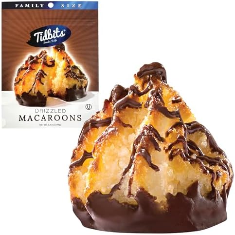 Tidbits Snacks To Go Chocolate Drizzle Macaroons – 5.25 oz. Family Size, Gourmet Gluten-Free Snack Treats, Delicious Vegan Dairy-Free Cookies