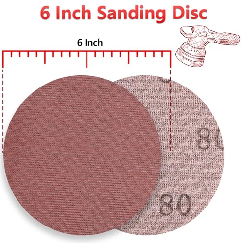 Image of 50 Pcs 6 Inch Mesh Sanding Disc for Random Orbital Sander 80 Grit