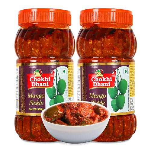 Image of Chokhi Dhani Mango Pickle 500g Each (Pack of 2) | Authentic Indian Aam ka Achar | Spicy & Tangy Pickle with Mustard Oil & Aromatic Spices | Traditional Homemade Taste