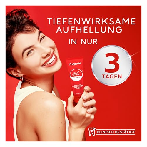 Colgate Zahnpasta Max White Ultra Active Foam 2x75ml - Weißere Zähne in 3 Tagen – Bild 5
