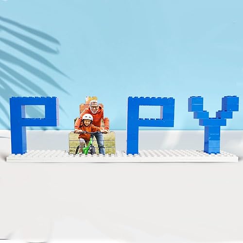 Miniatura 31 de Bloque de fotos de ladrillo de construcción personalizado con texto en inglés "I Love You", imagen en forma de corazón, decoración romántica, día